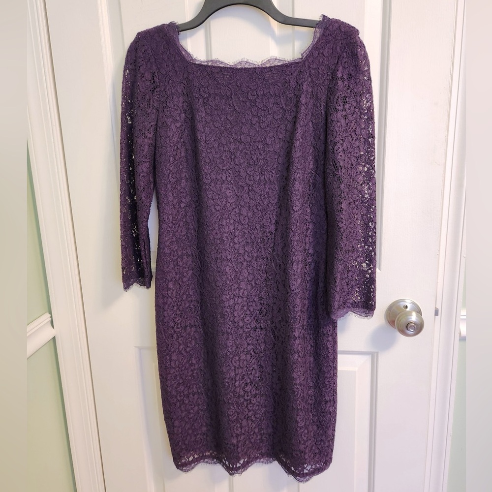 Adrianna Papell Plum Lace Cocktsil Dresss